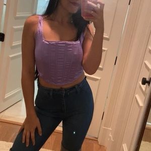 Missguided Satin Corset Crop Top Lilac